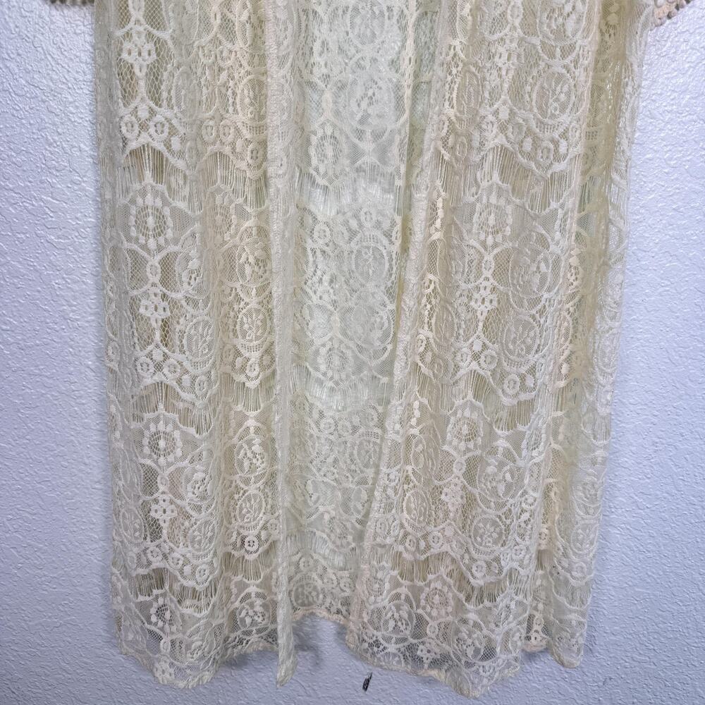 ASTR The Label Cardigan Womens Medium Lace Sheer Long Duster Boho Open Front - Picture 5 of 9